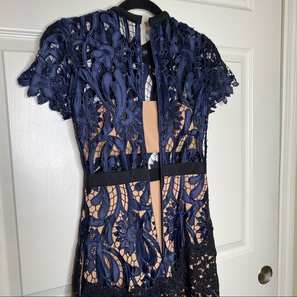 Self-Portrait Prairie Midi Dress in Blue Size 0 - Picture 13 of 14